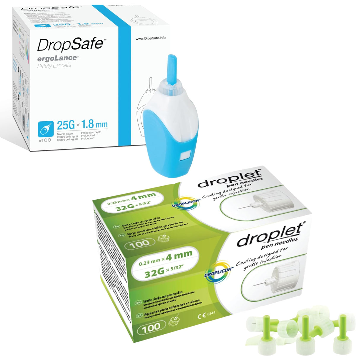 Diabetes Care Bundle: Safety Lancet 25G & Pen Needles 32G, 100ct Each K392592