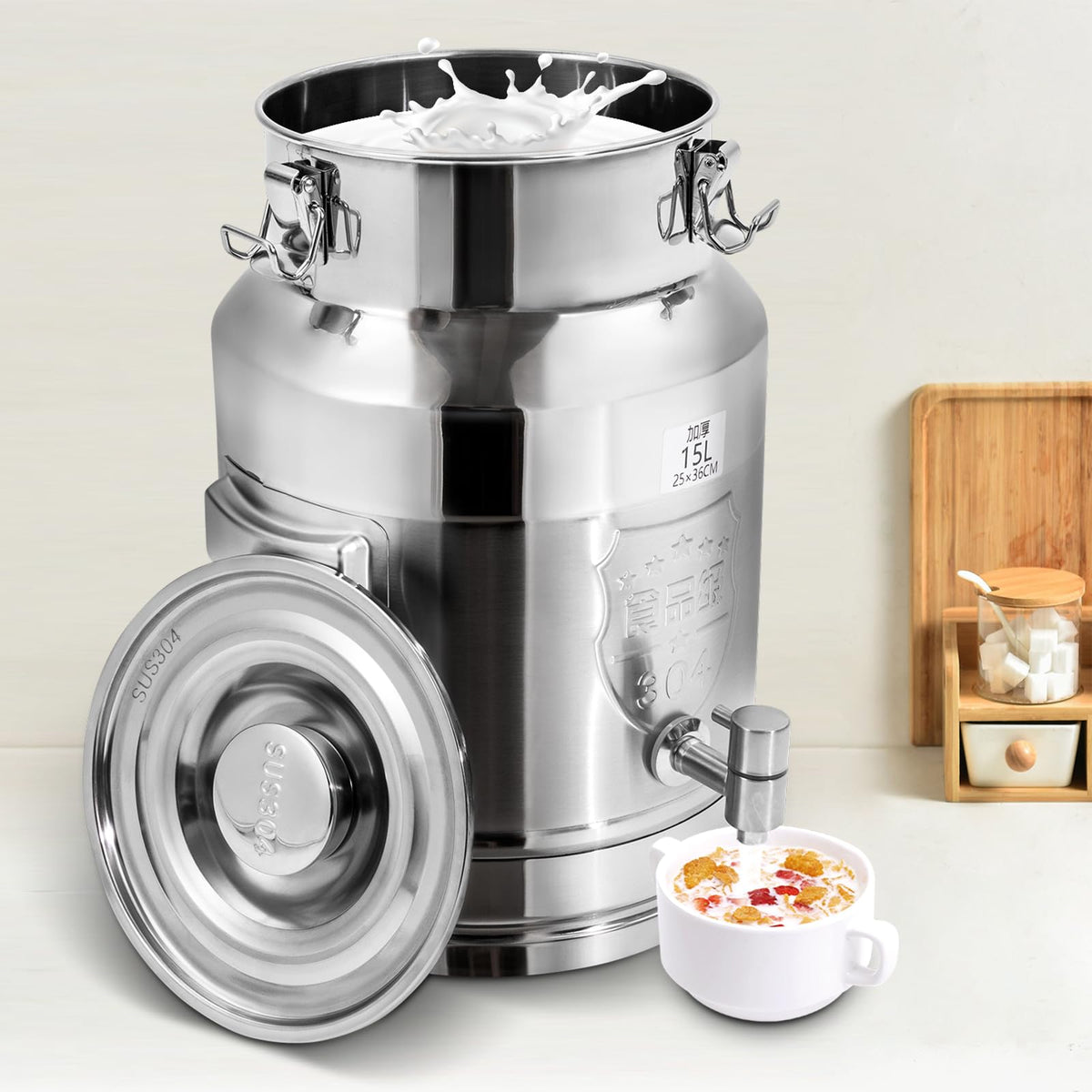 15L Stainless Steel Milk Can with Faucet Z75272