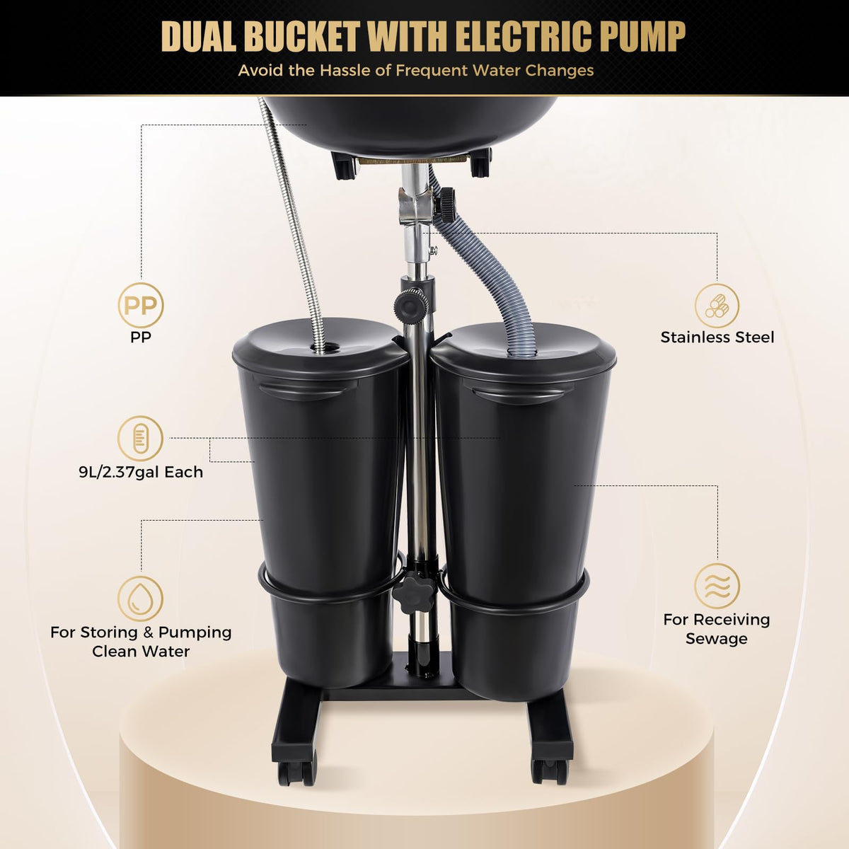 Portable Mobile Shampoo Bowl with Electric Pump C418