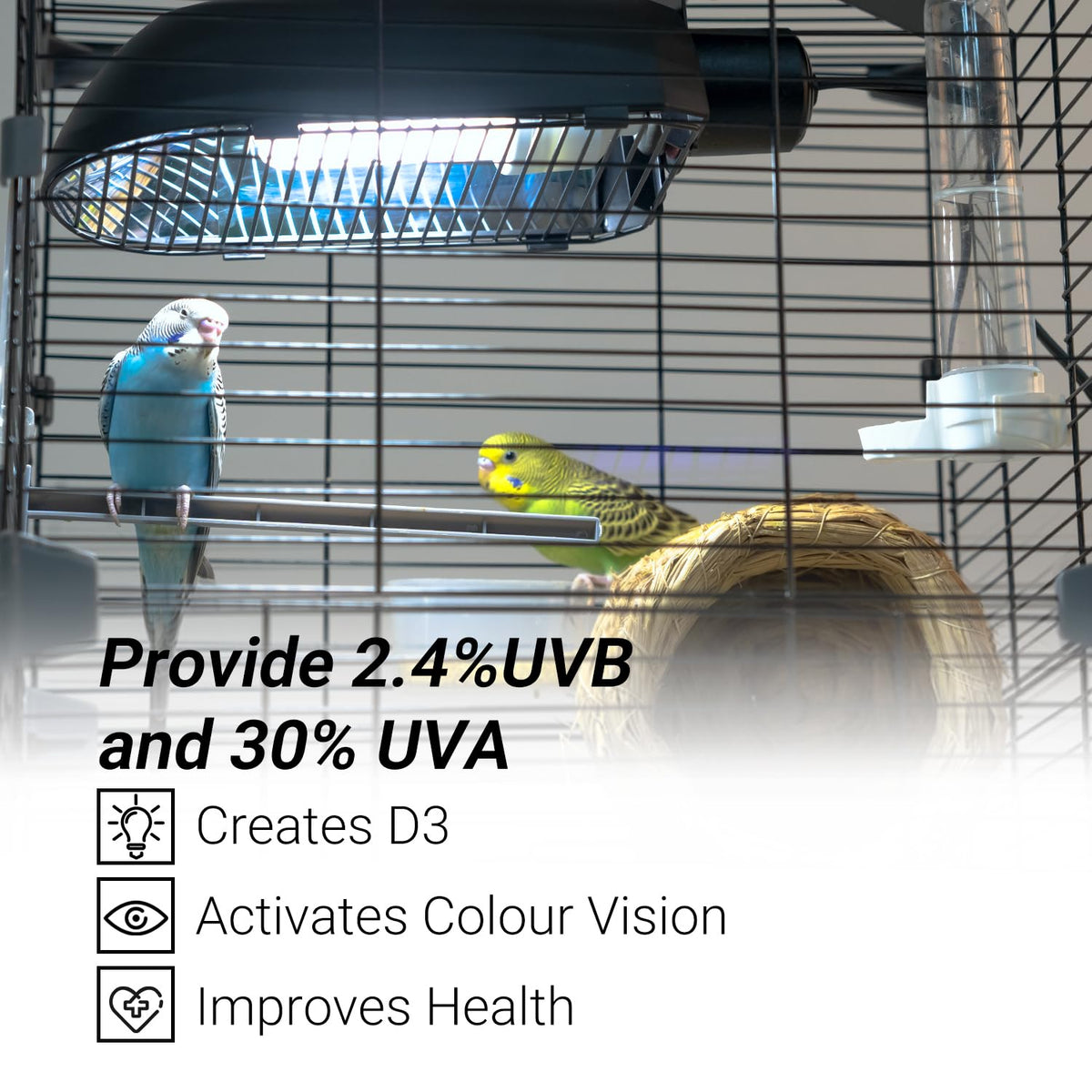 Bird Cage Light Fixture Combo Kit, 2.4% UVB UVA 20W Compact Fluorescent Bulb J267