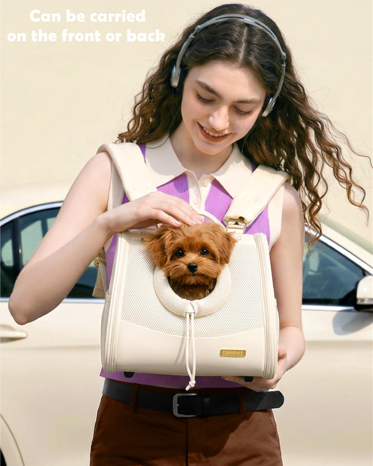 Adjustable Ventilated Front Facing Small Dog Cat Carrier Backpack X86949