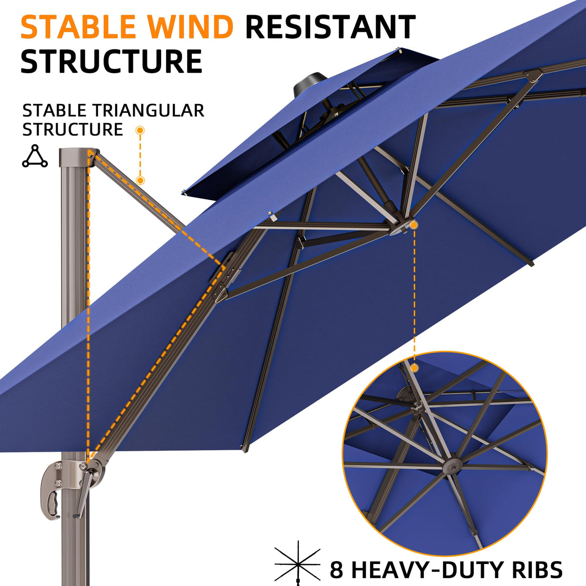10' X 13' Rectangle Cantilever Patio Umbrella U126
