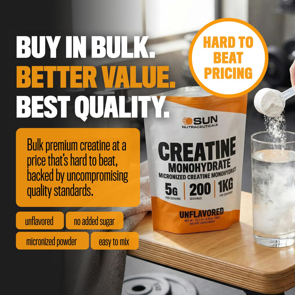 Unflavored Creatine Monohydrate 1kg M324