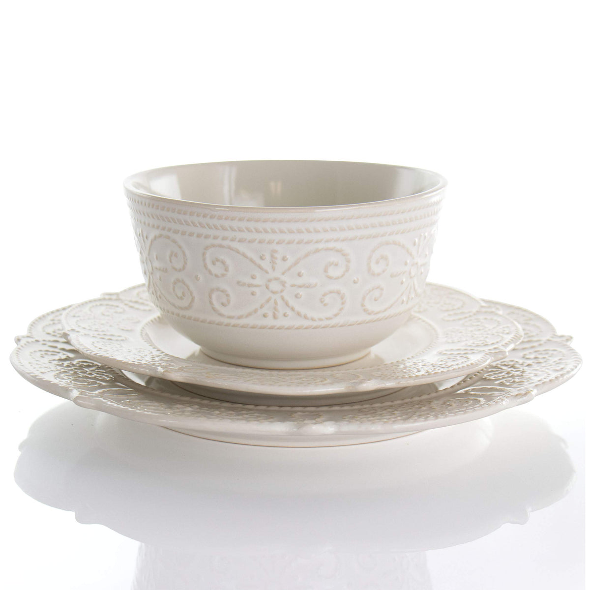 Round Stoneware 16 Piece Dish Set N407