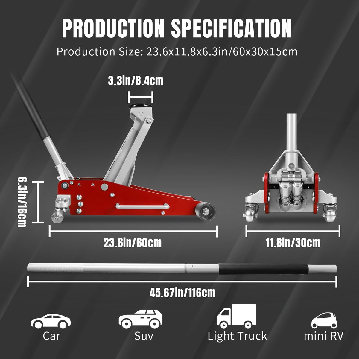 3 Ton Low Profile Aluminum and Steel Car Jack with Jack Stand Q694