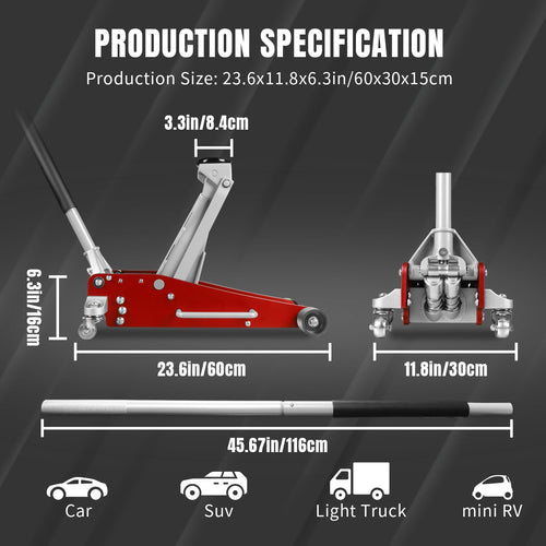3 Ton Low Profile Aluminum and Steel Car Jack with Jack Stand Q694