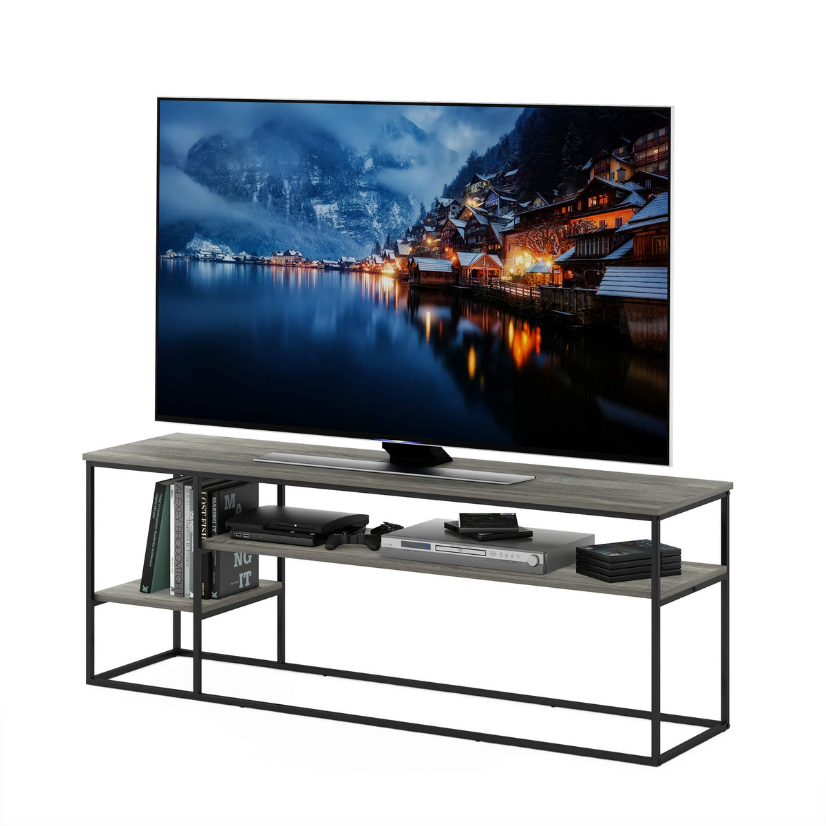3-Tier Grey Oak TV Stand up to 65 Inch Z53354