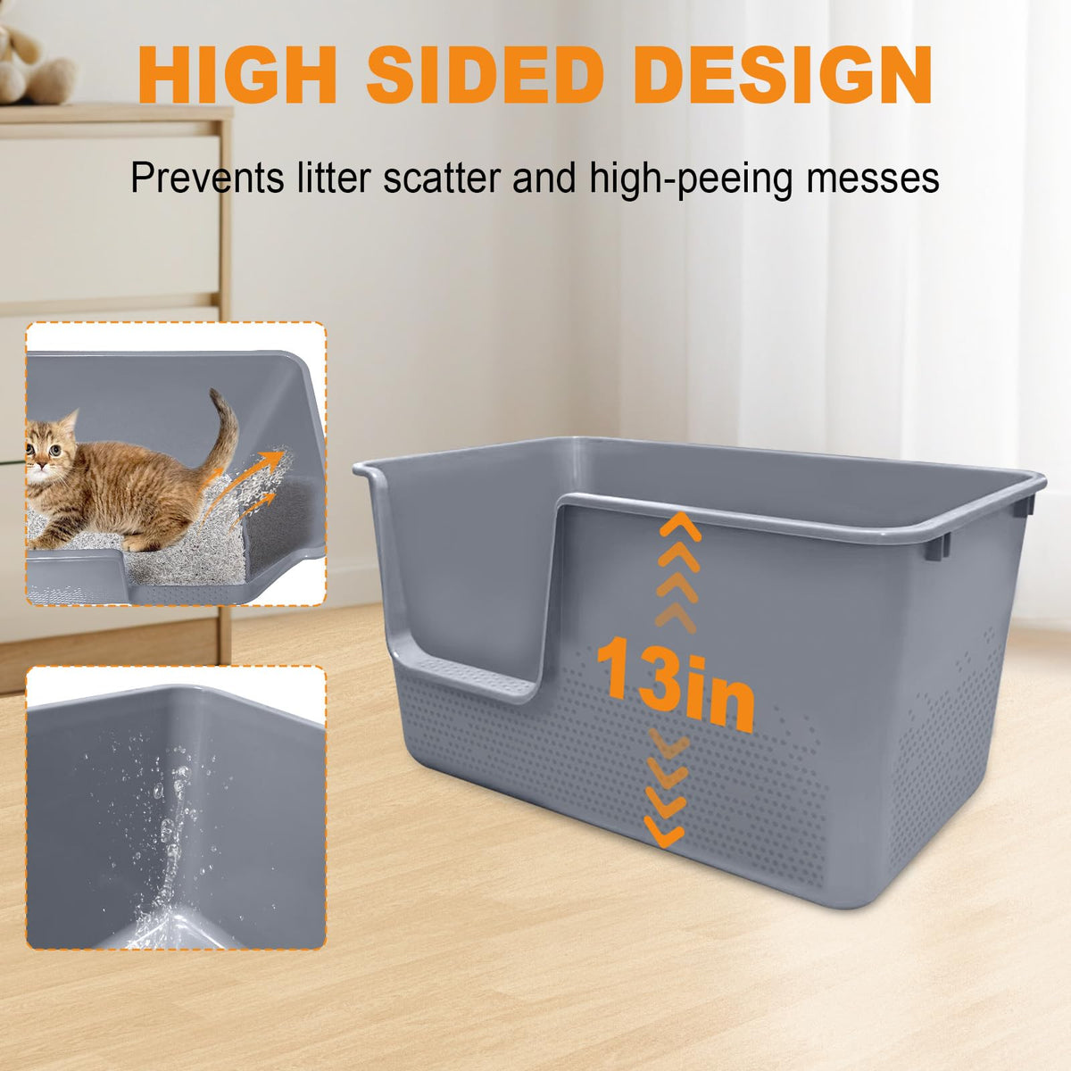 XL High Sides Cat Litter Box U6816