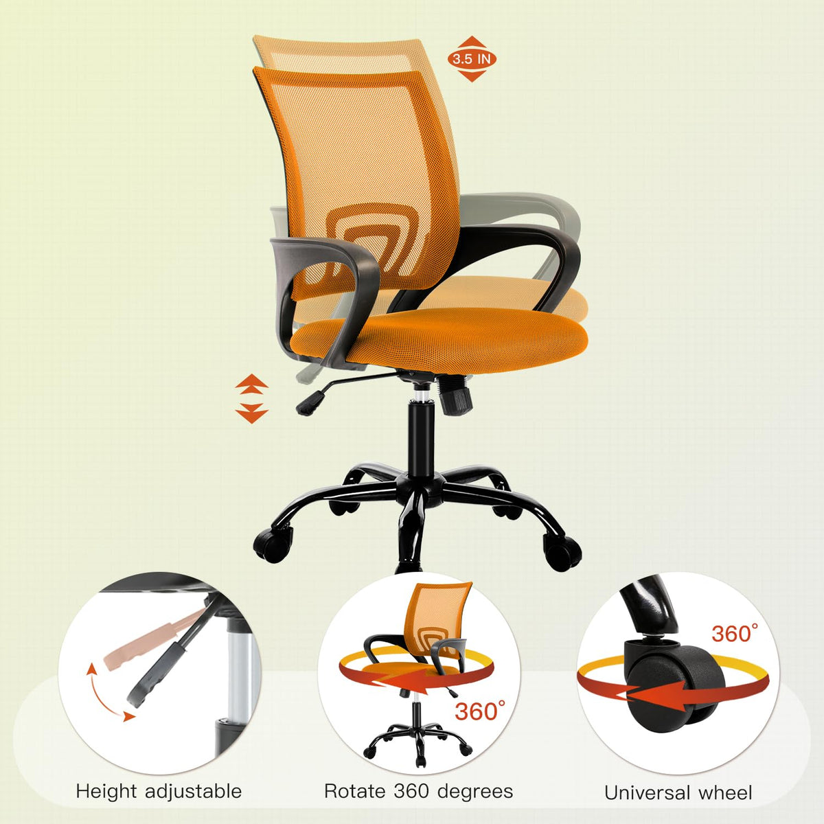 Orange Ergonomic Mesh Office Chair Z874252