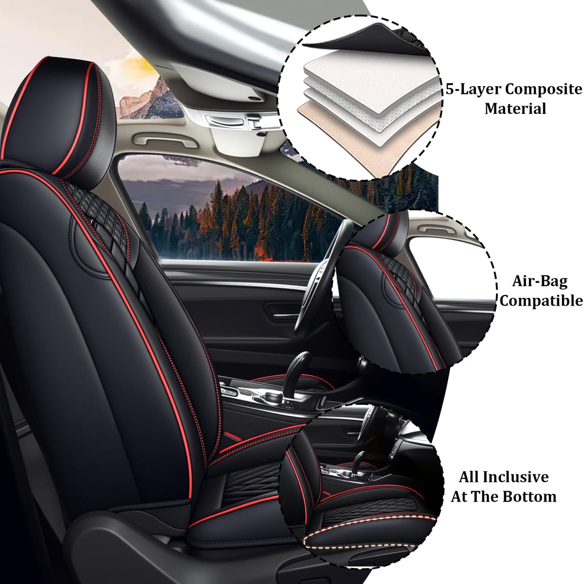 Waterproof Nappa Leather Full Set Car Seat Covers Z136151