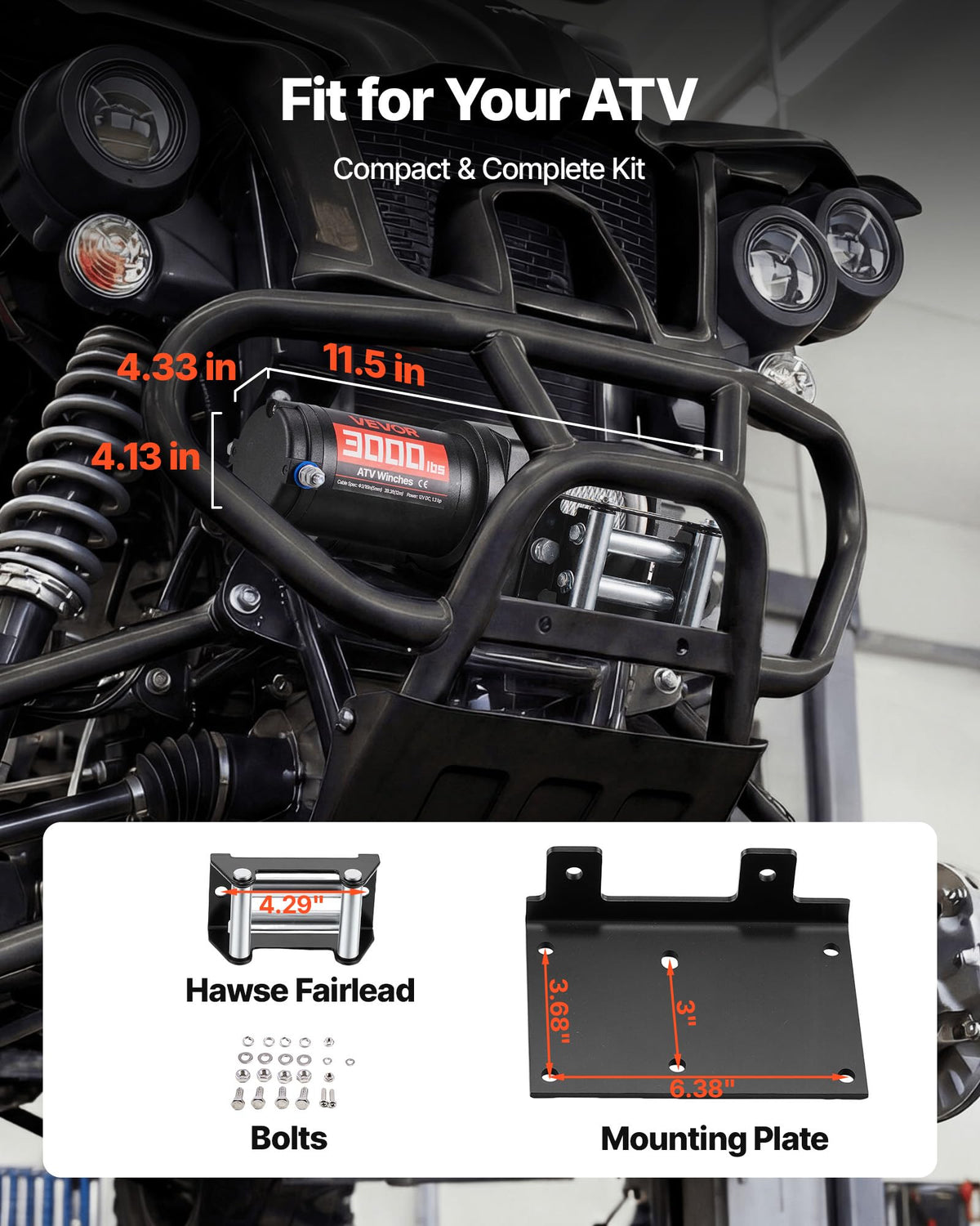 12V DC Electric Winch with Steel Wire Rope and Wired Remote Control T45618