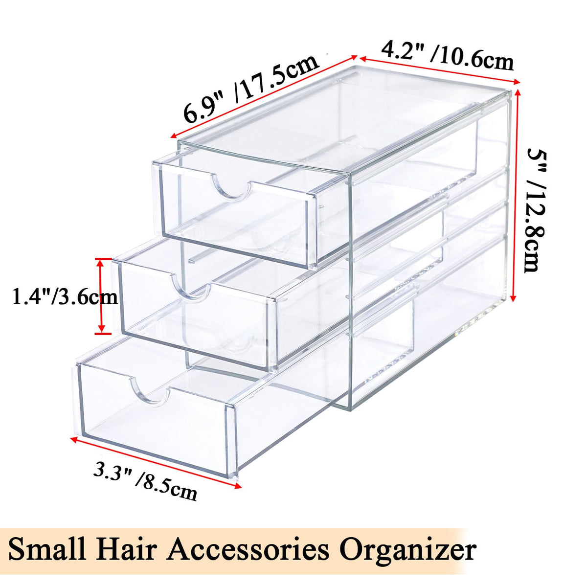 3 Drawer Clear Acrylic Desktop Organizer V89056