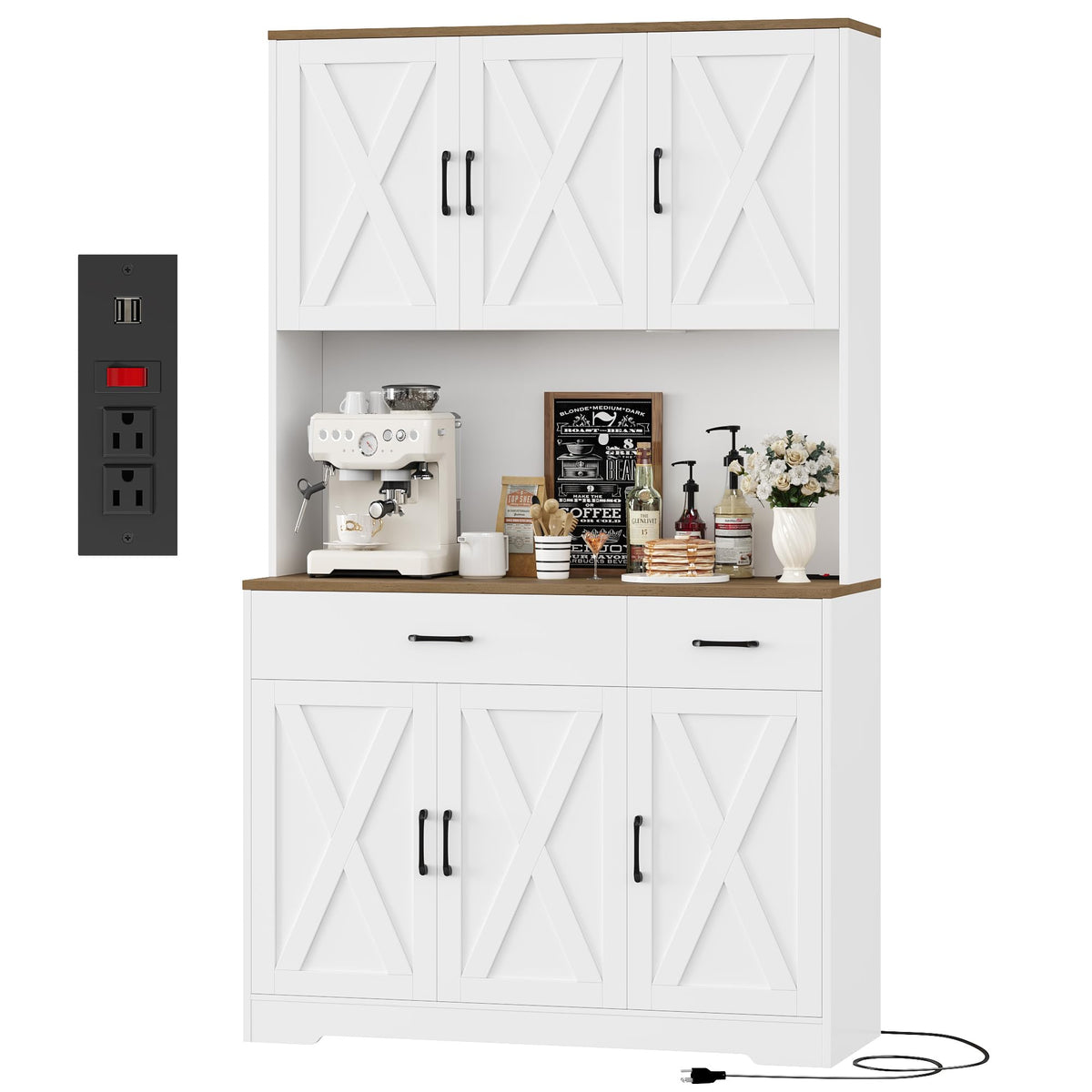 White Kitchen Pantry Storage Cabinet P945