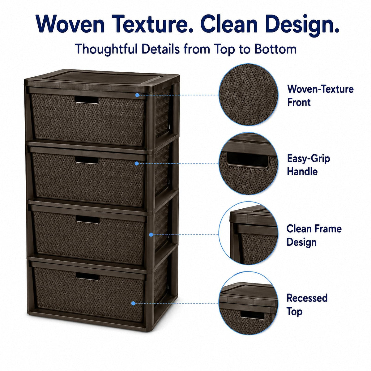 Brown 4-Drawer Plastic Storage Chest C765