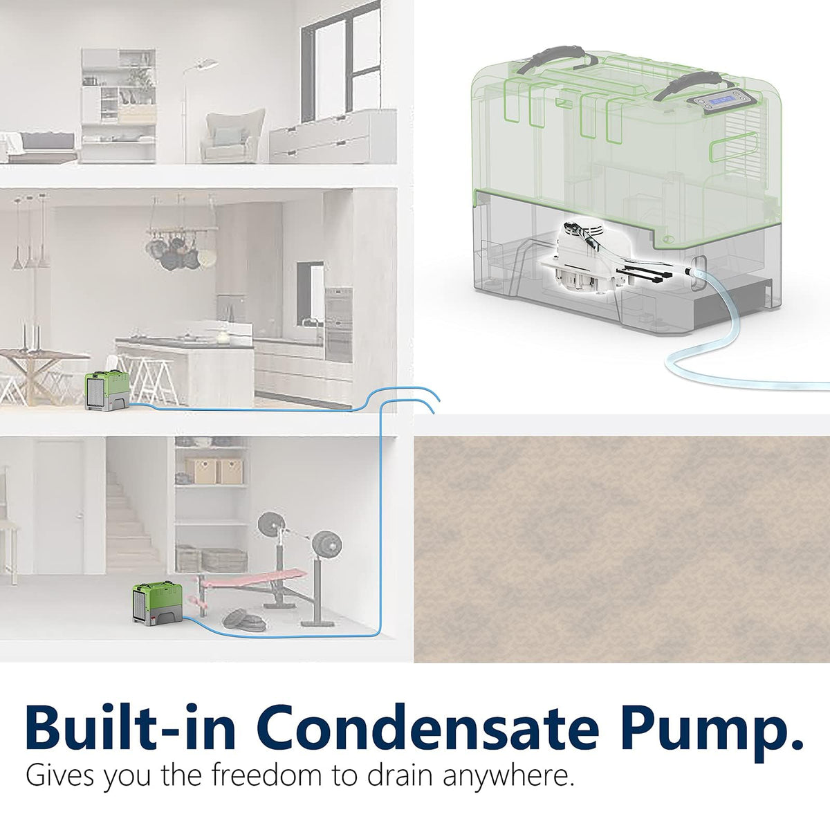Smart WiFi Commercial Dehumidifier 180 PPD with Hose and Pump C578