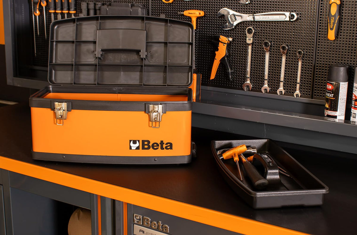 Orange Two-Module Rolling Metal Tool Chest J108521