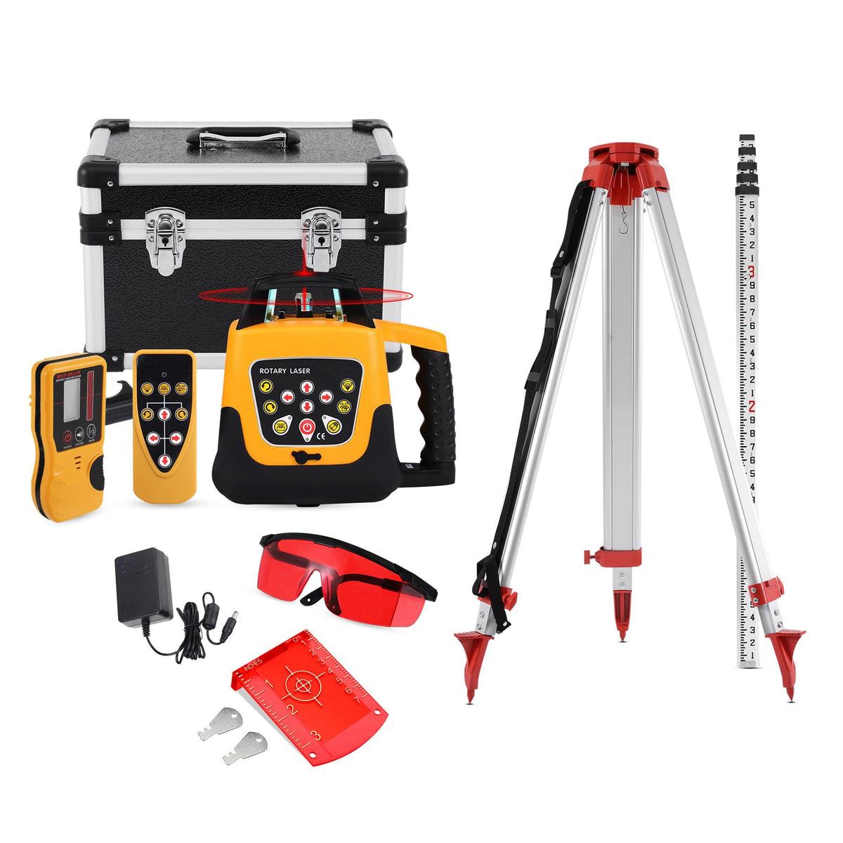 Red Beam Rotary Laser Level Kit with Tripod A6224