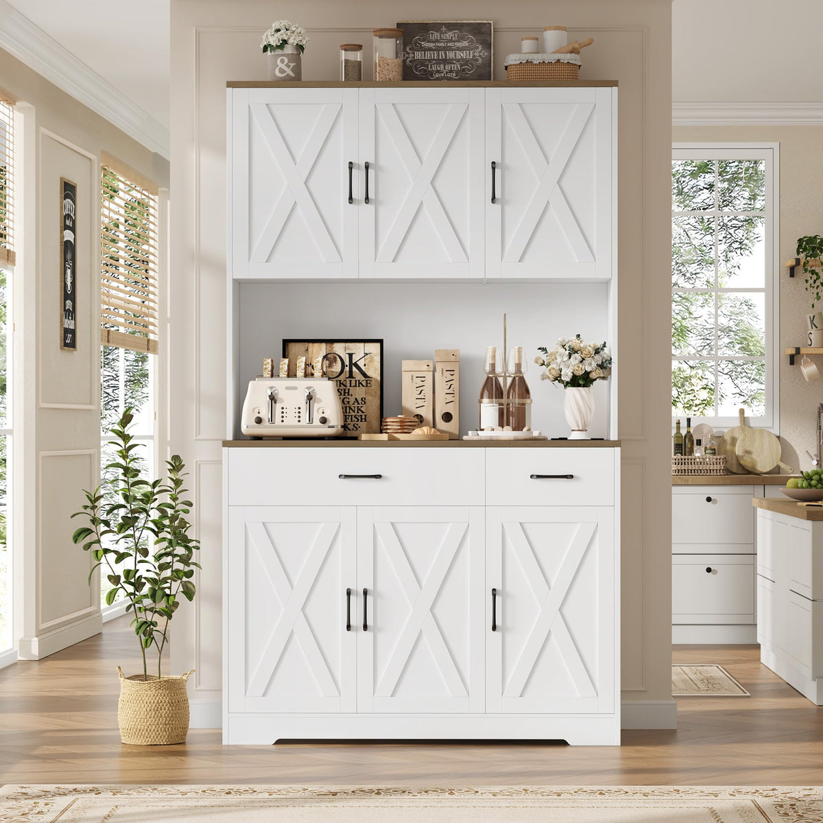 White Kitchen Pantry Storage Cabinet P945