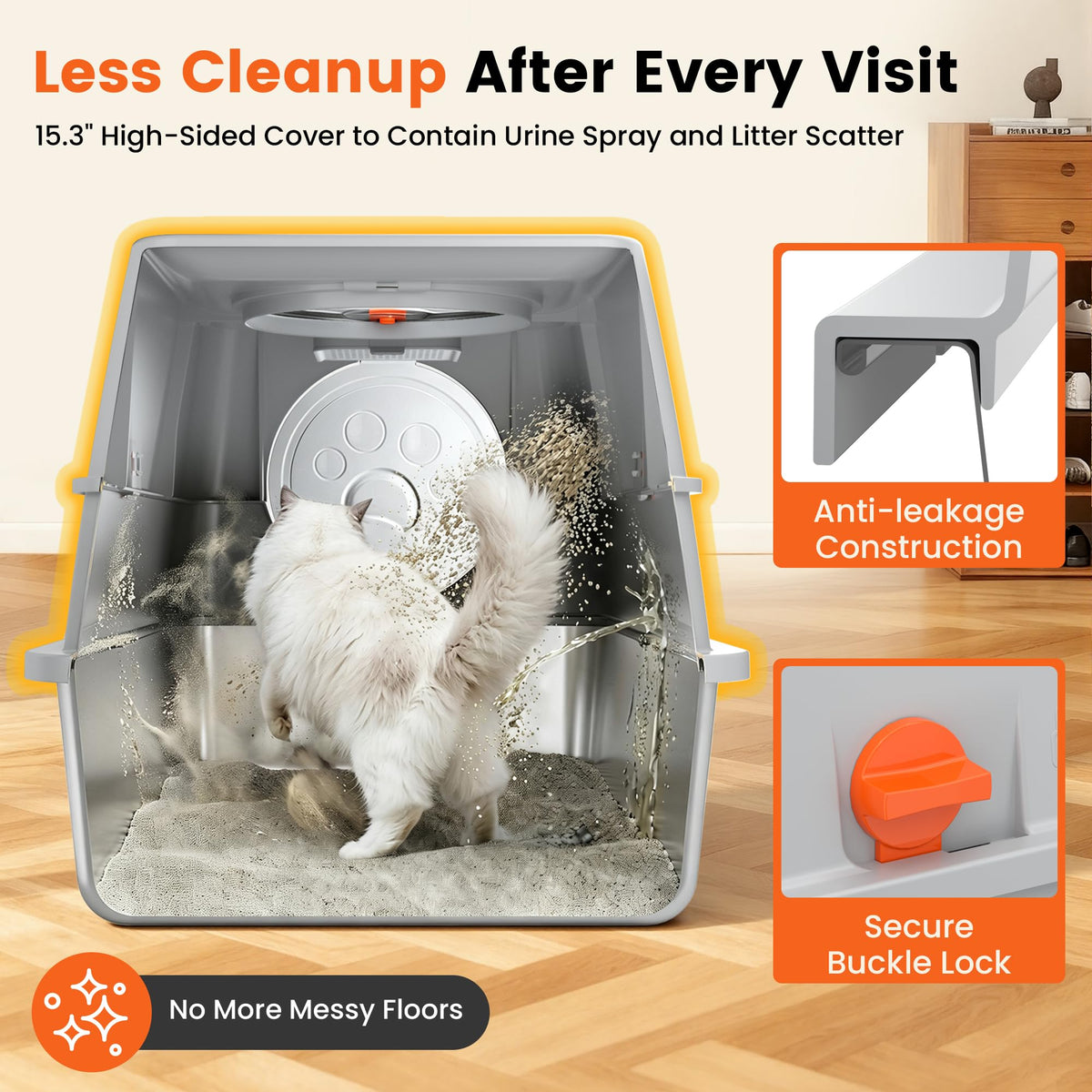 XL Stainless Steel Litter Box with Lid R709074