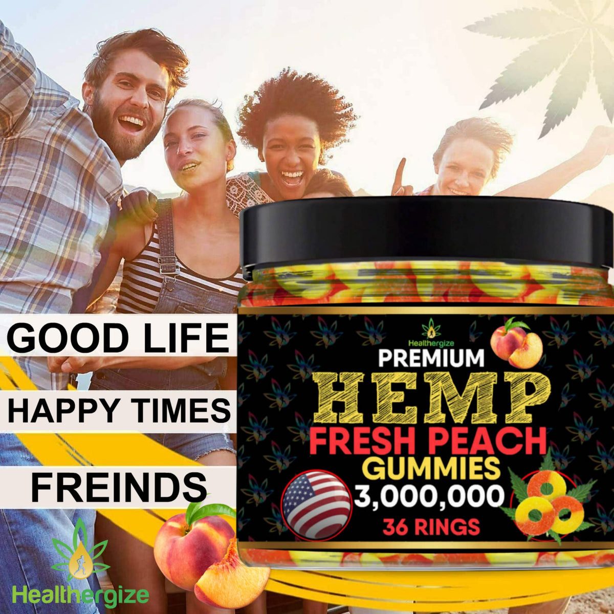 Hemp Gummies Peach Rings W1091