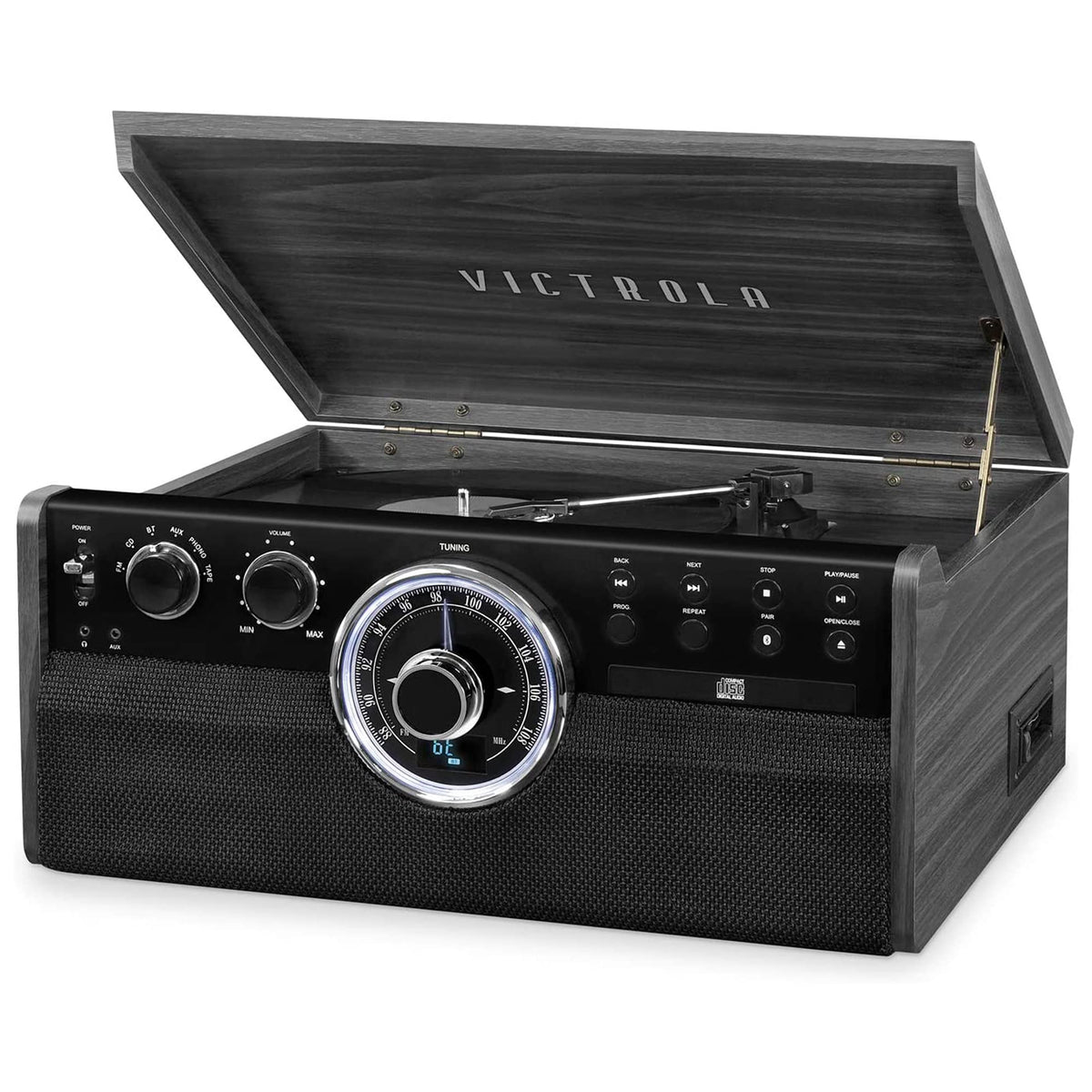 Black 6-in-1 Bluetooth Record Player with Stand N6836