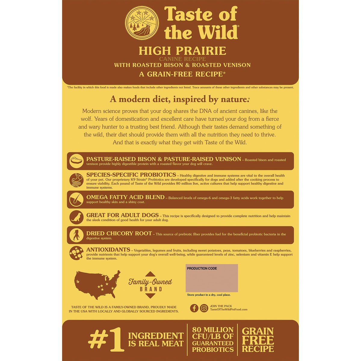High Prairie Adult Dry Dog Food Roasted Bison 28lb M4700