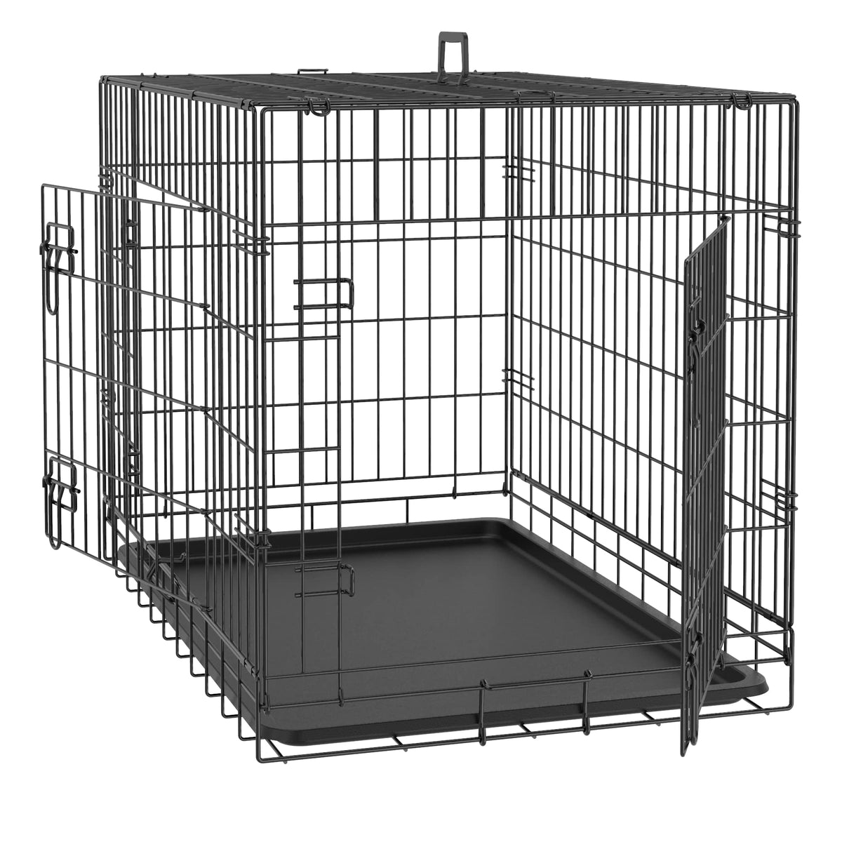 Double Door Folding Metal Wire Dog Crate with Tray G573445