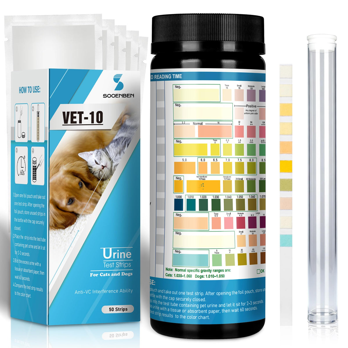 Dog UTI Test Strips 10 Parameter Urinalysis 50ct J39797