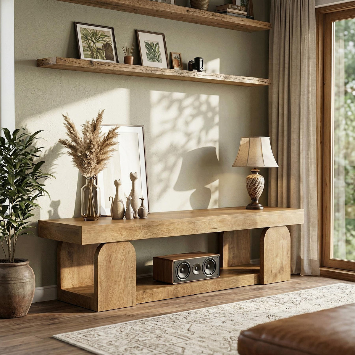 63" Wood TV Stand with Open Storage Shelf F926769