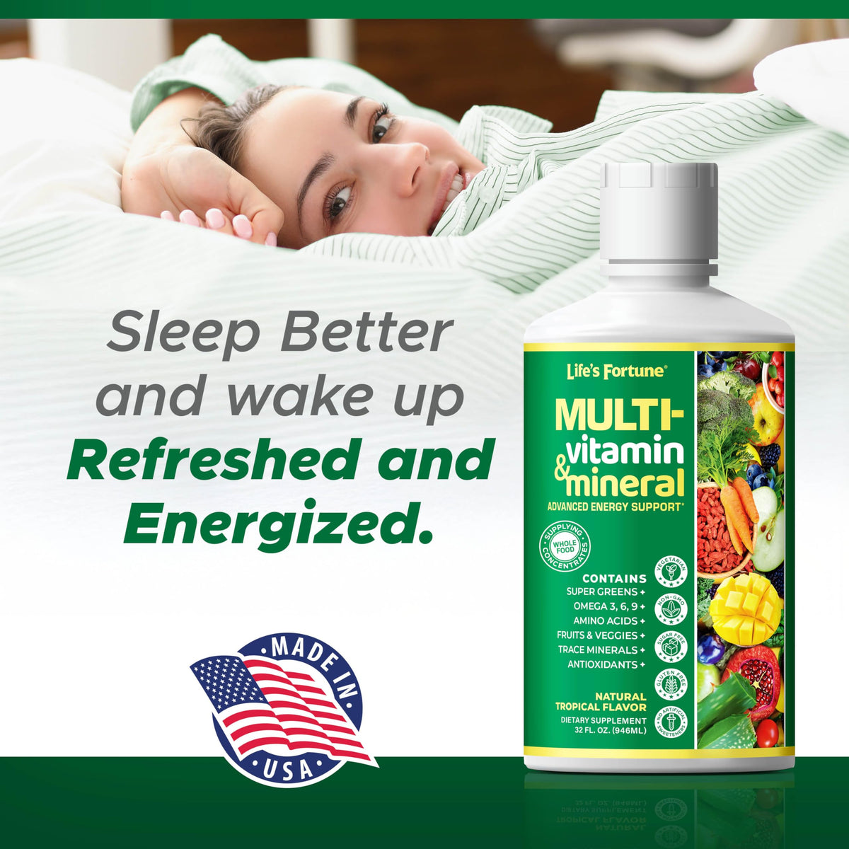 Liquid Multivitamin 90+ Nutrients Sugar Free Tropical Flavor 32 oz F719551