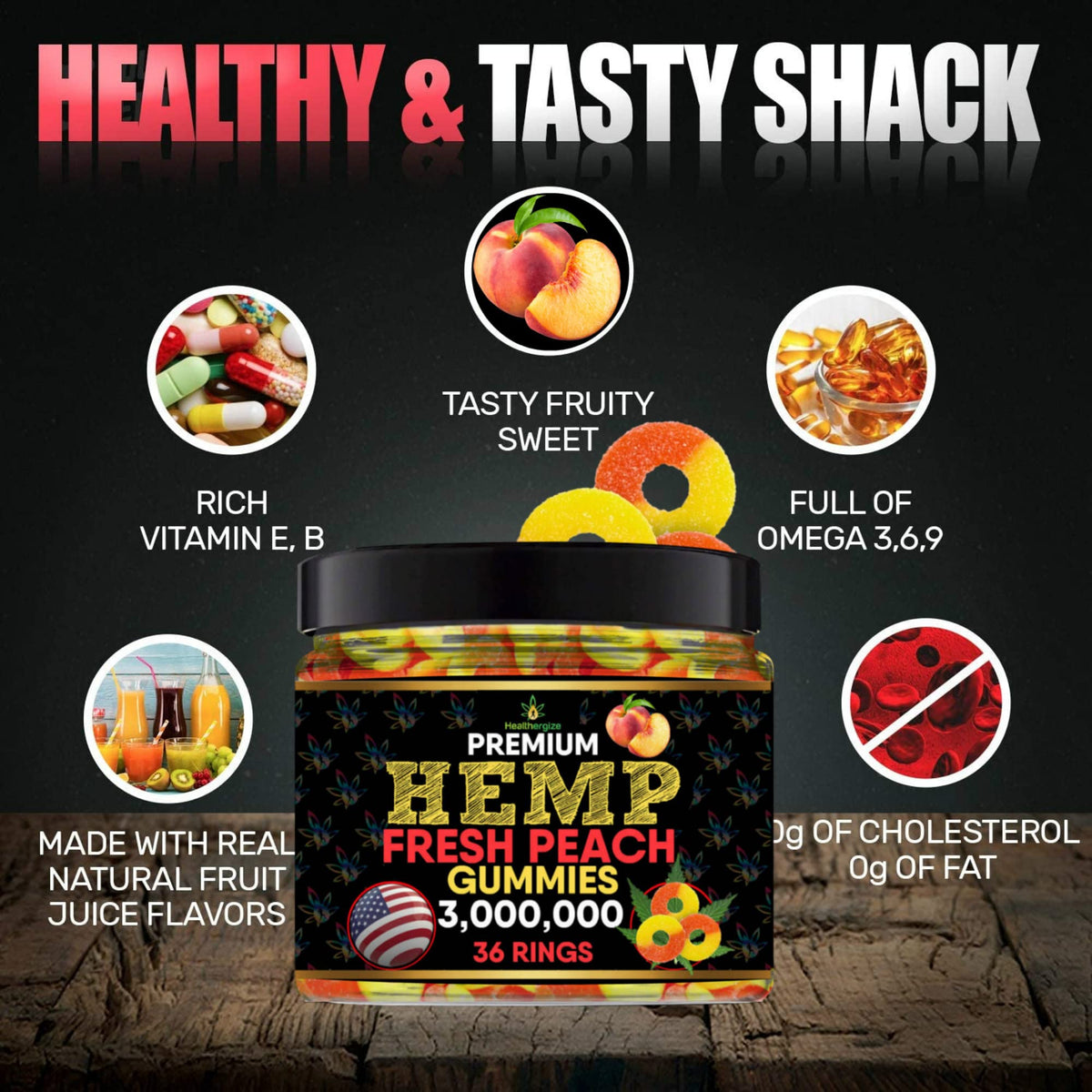 Hemp Gummies Peach Rings W1091