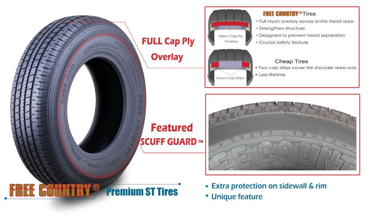 Trailer Tire Wheel ST205/75R15 Black Mod Rim J1233
