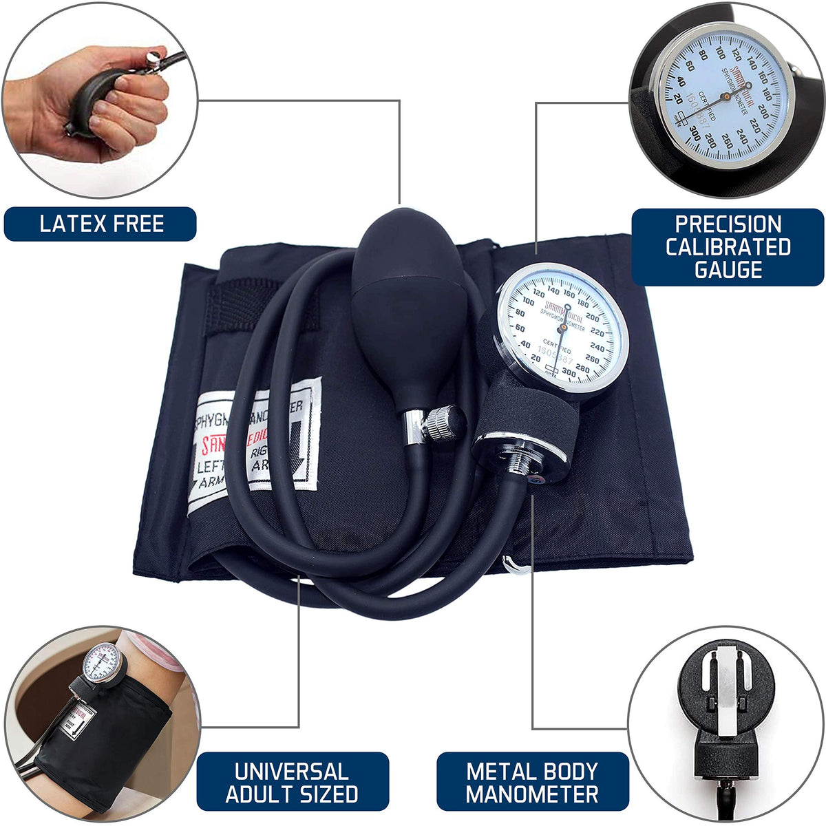 Manual Blood Pressure Cuff Adult Aneroid Sphygmomanometer I9444