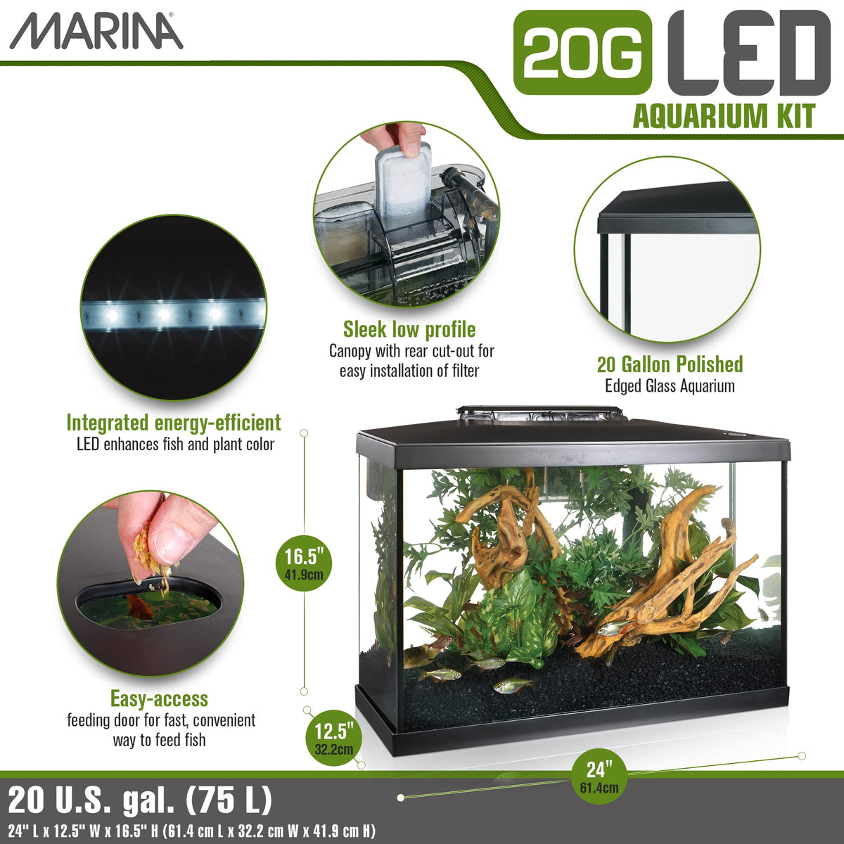 20 Gallon LED Aquarium Kit with Filter C886
