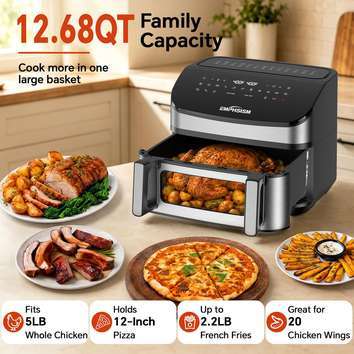12QT Dual Zone Air Fryer with Viewing Window P7640