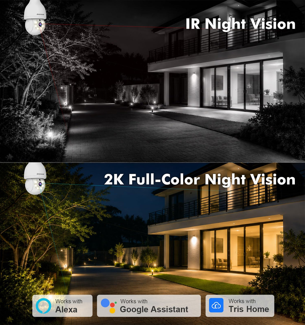 2K Light Bulb Security Camera, 5G/2.4G WiFi, 2 Pack D205189