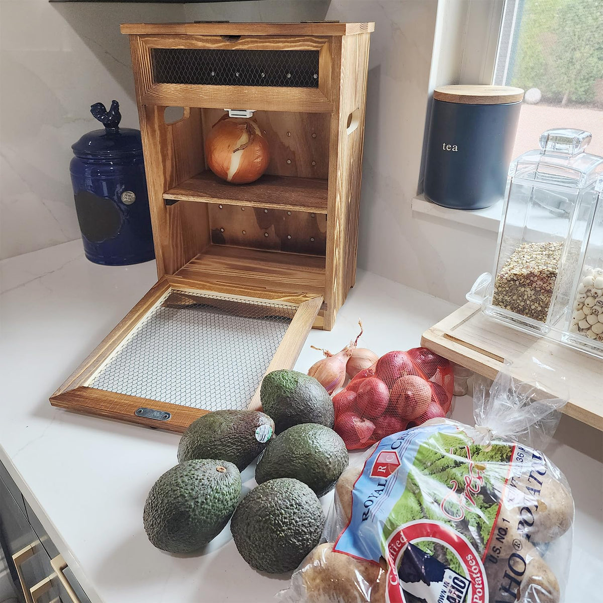 Wood Countertop Potato and Onion Storage Cabinet H3536