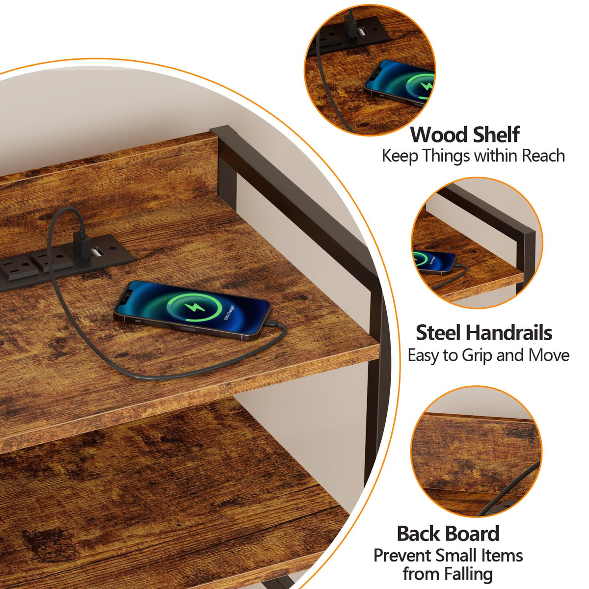 4 Drawer Night Stand with Charging Station Q34521
