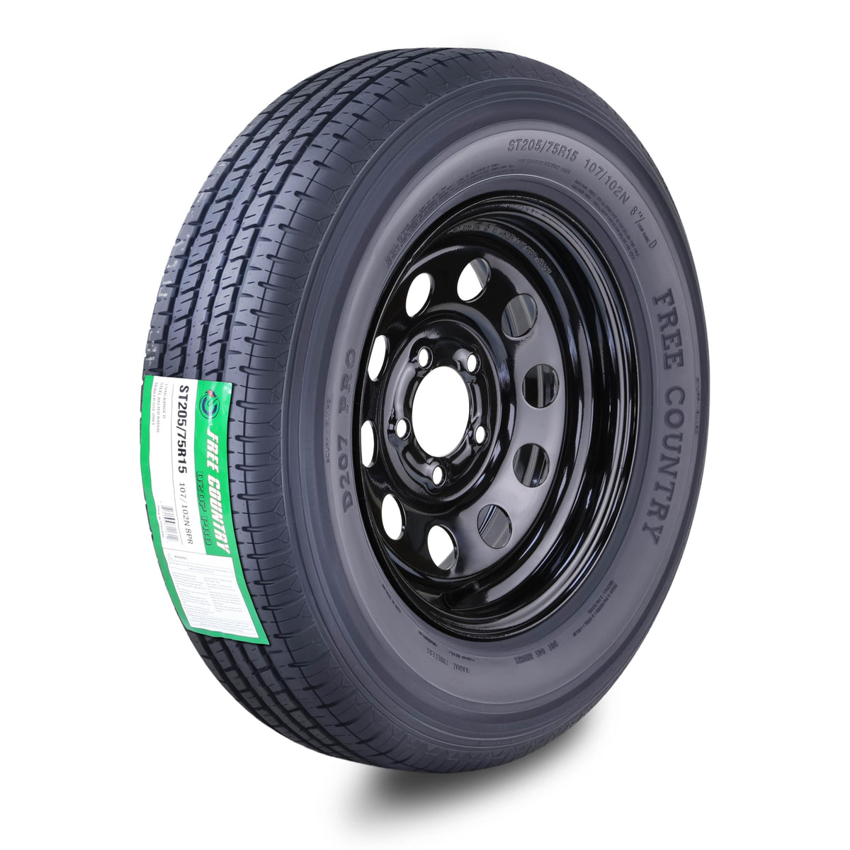 Trailer Tire Wheel ST205/75R15 Black Mod Rim J1233
