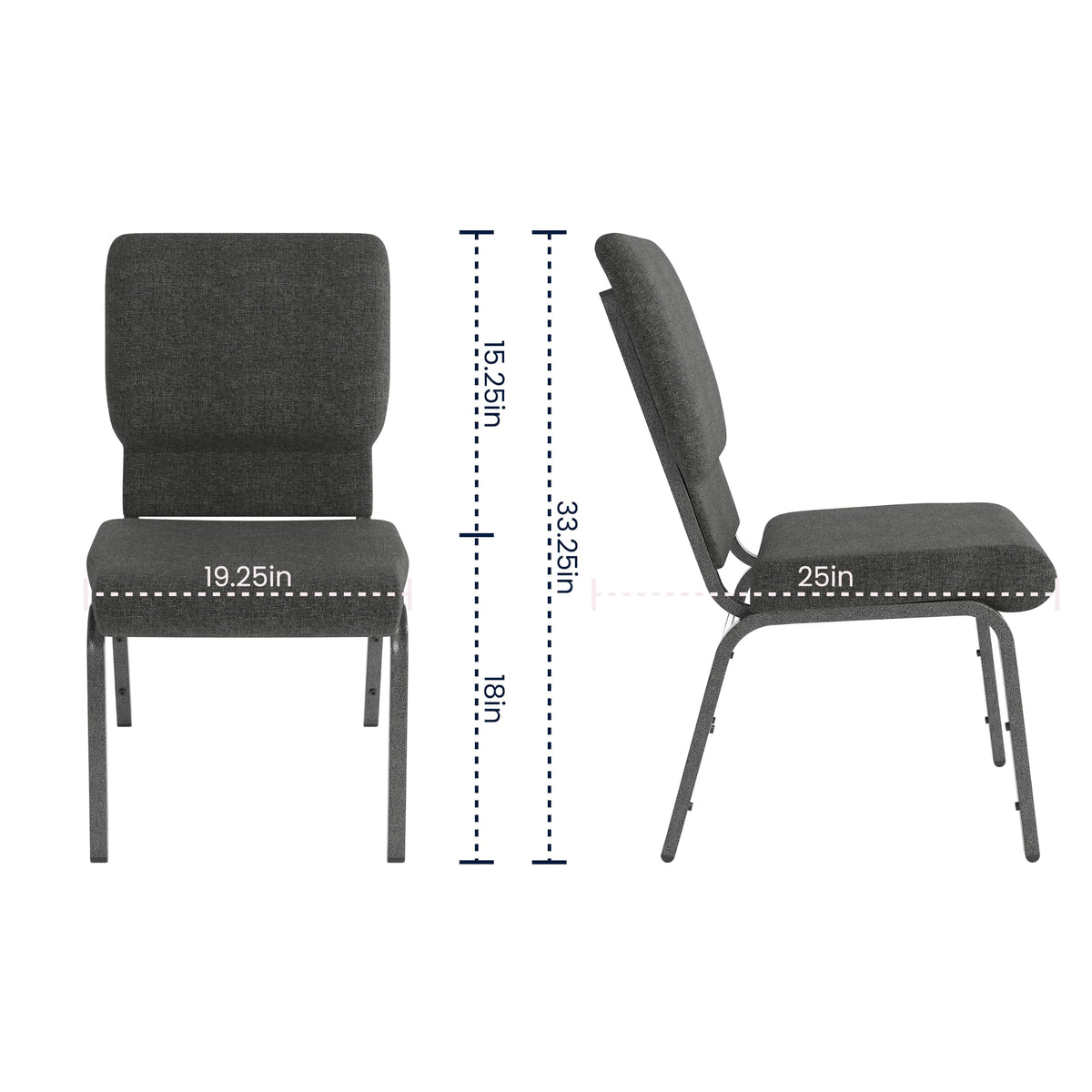 Dark Gray Fabric Stacking Church Chair 4 Pack Z639661