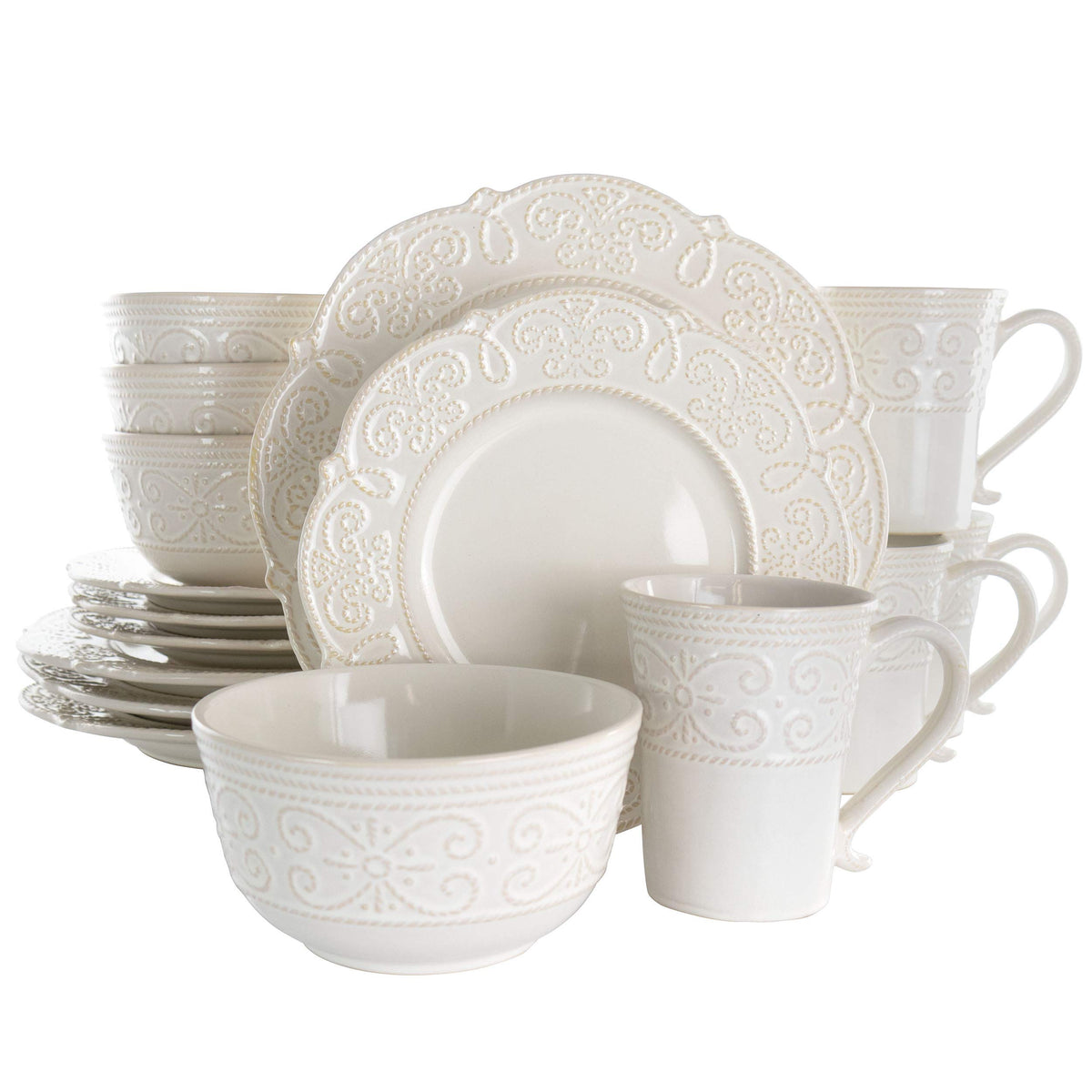 Round Stoneware 16 Piece Dish Set N407