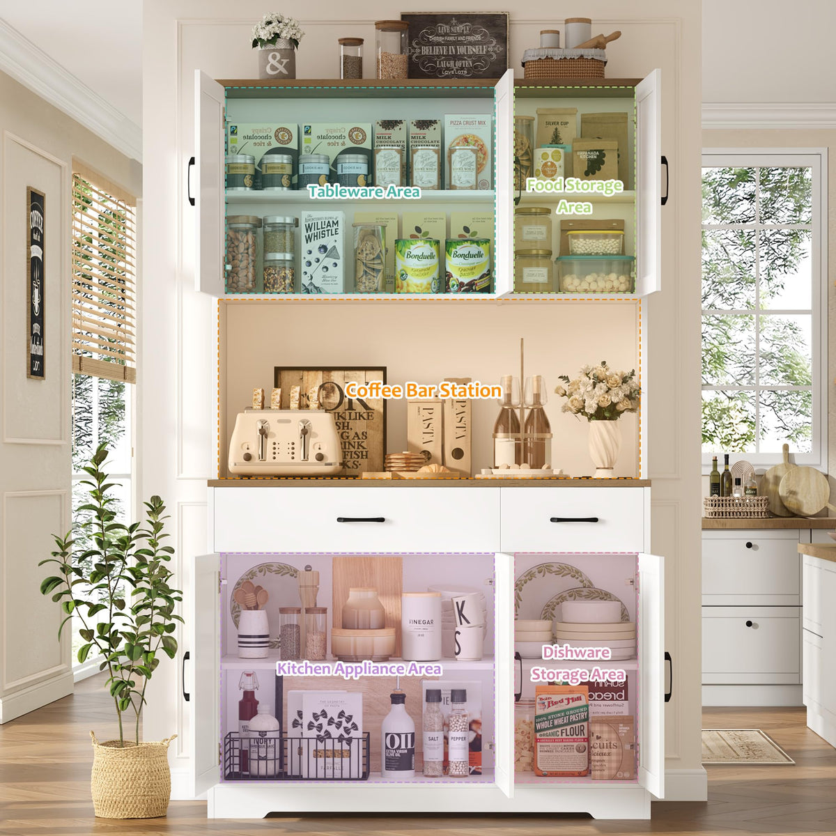 White Kitchen Pantry Storage Cabinet P945