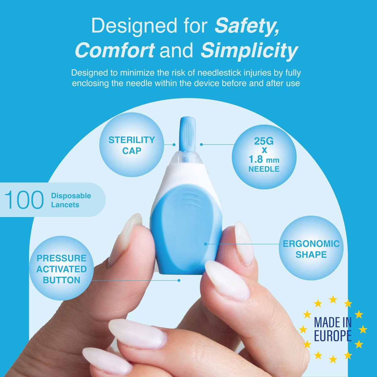 Diabetes Care Bundle: Safety Lancet 25G & Pen Needles 32G, 100ct Each K392592