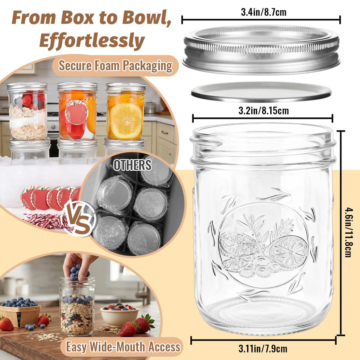 16 oz Wide Mouth Mason Jars 6-Pack with Lids J6301