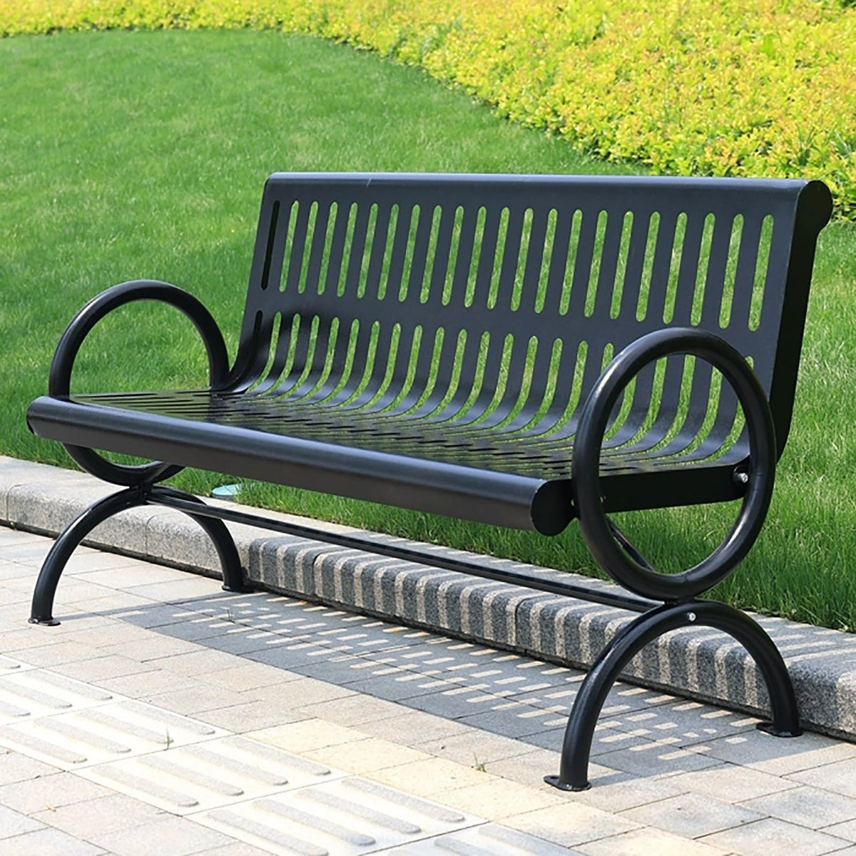 Metal Garden Bench with Backrest and Armrests V62069