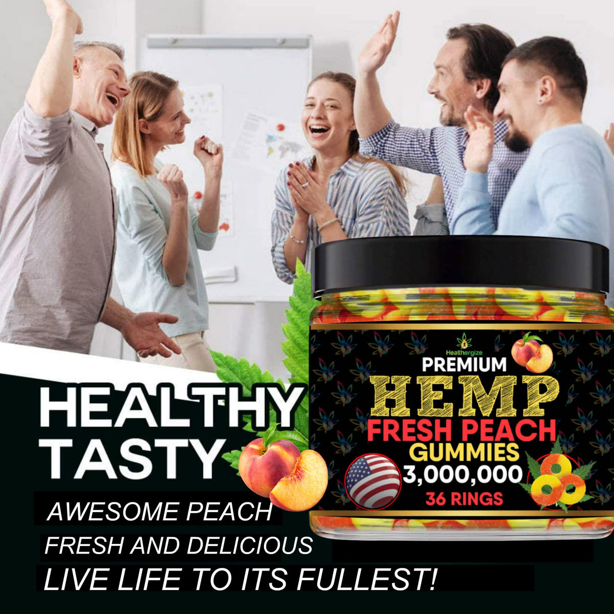 Hemp Gummies Peach Rings W1091