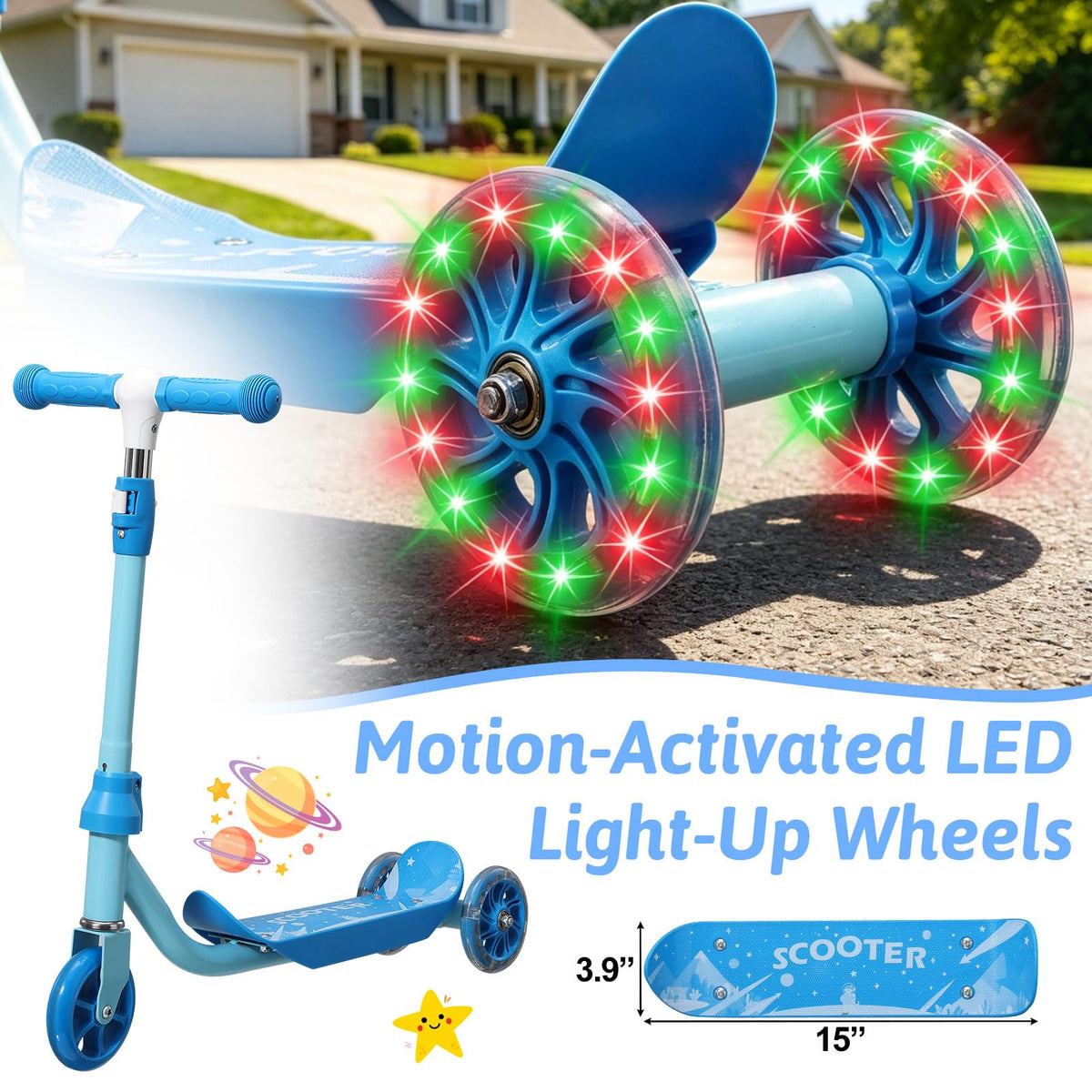 3-Wheel Kids Scooter Ages 2-7 Blue J73864