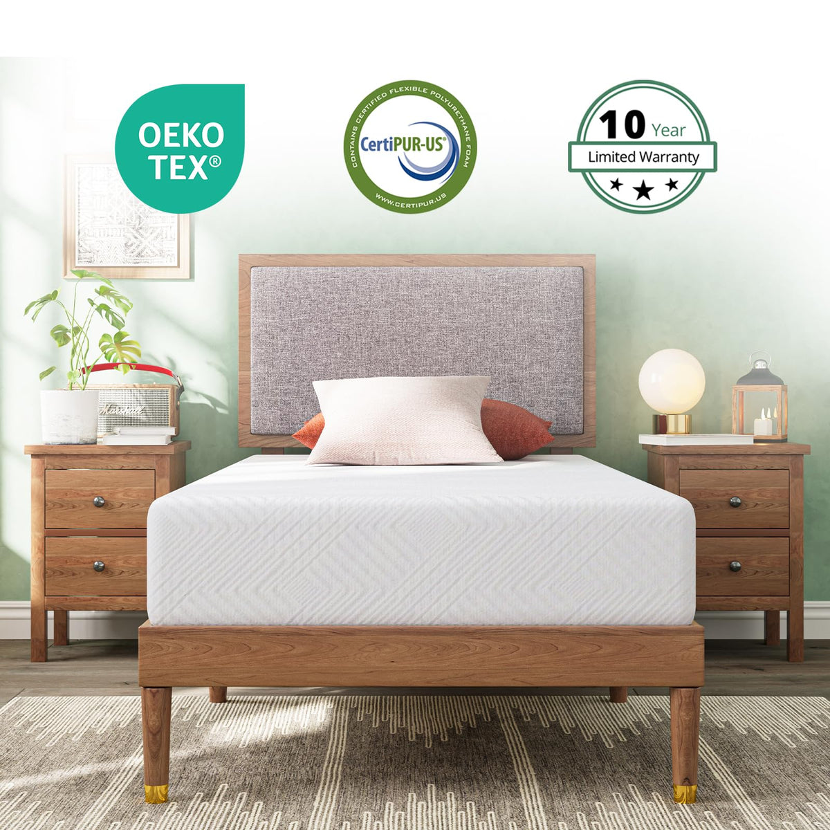 Twin 6 Inch Green Tea Gel Memory Foam Mattress M664
