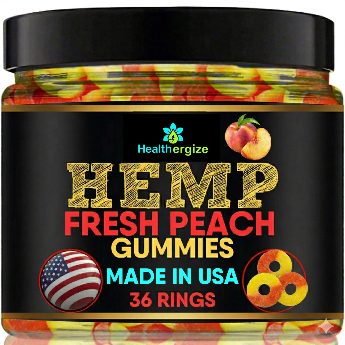 Hemp Gummies Peach Rings W1091