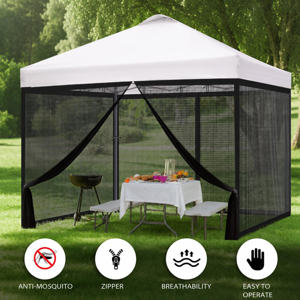 10x10 ft Black Mosquito Netting Canopy Enclosure O5298